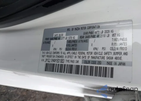 2021 Mazda Mazda6 Touring from USA, damaged, VIN JM1GL1VM4M1601953